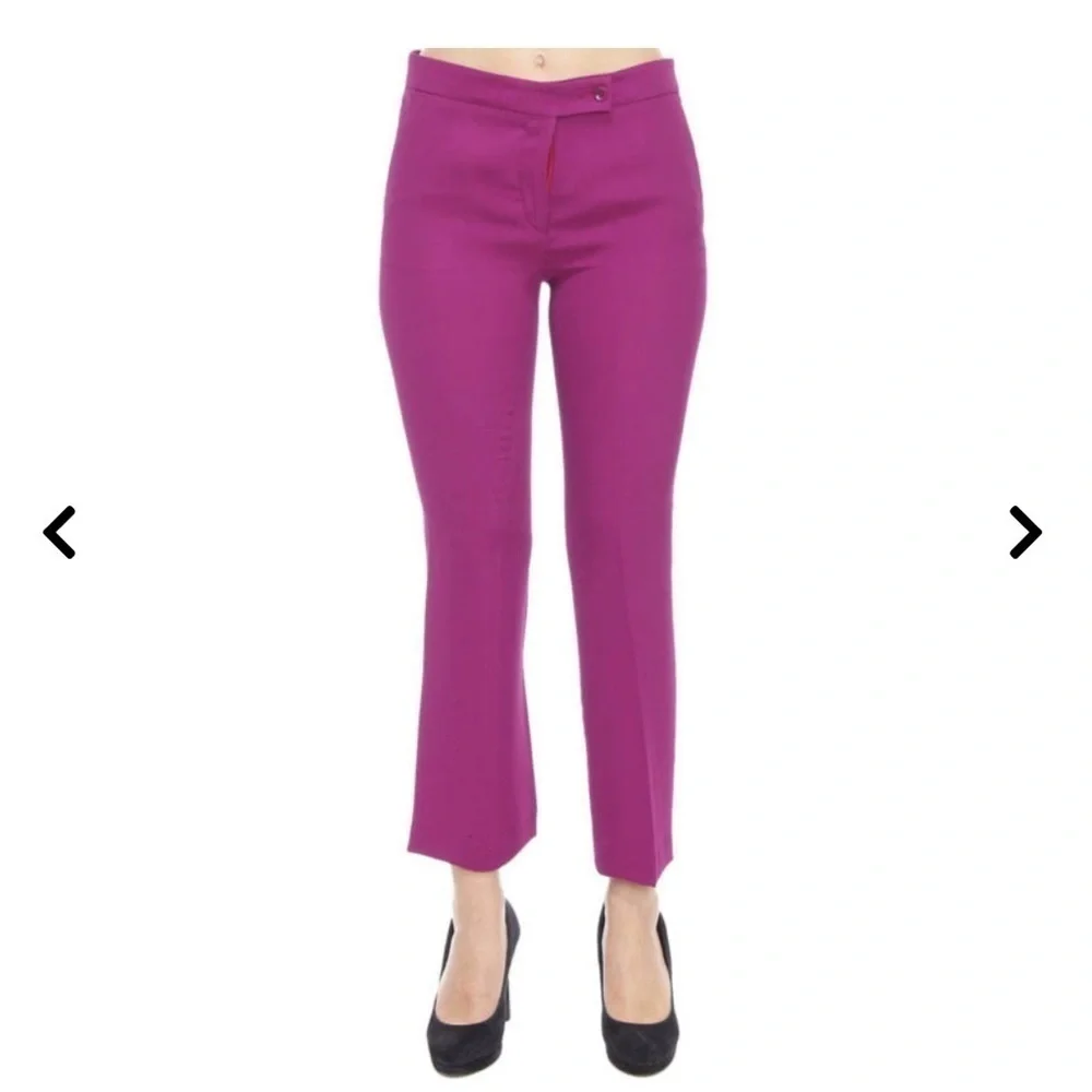 ETRO Luxury Italian Career Cotton Stretch Ankle Trousers Magenta NWOT EU 42/Sm - Picture 2 of 8